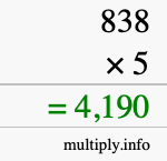 How to calculate 838 times 5 using long multiplication How to calculate 838 times 5 using long multiplication