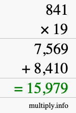 How to calculate 841 times 19 using long multiplication How to calculate 841 times 19 using long multiplication