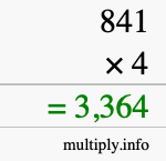 How to calculate 841 times 4 using long multiplication How to calculate 841 times 4 using long multiplication