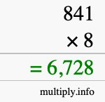 How to calculate 841 times 8 using long multiplication How to calculate 841 times 8 using long multiplication