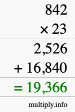 How to calculate 842 times 23 using long multiplication How to calculate 842 times 23 using long multiplication