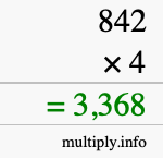 How to calculate 842 times 4 using long multiplication How to calculate 842 times 4 using long multiplication