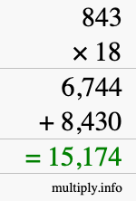 How to calculate 843 times 18 using long multiplication How to calculate 843 times 18 using long multiplication