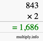 How to calculate 843 times 2 using long multiplication How to calculate 843 times 2 using long multiplication