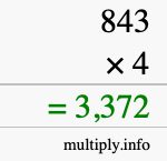 How to calculate 843 times 4 using long multiplication How to calculate 843 times 4 using long multiplication
