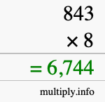 How to calculate 843 times 8 using long multiplication