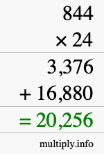 How to calculate 844 times 24 using long multiplication How to calculate 844 times 24 using long multiplication