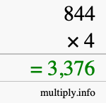 How to calculate 844 times 4 using long multiplication How to calculate 844 times 4 using long multiplication