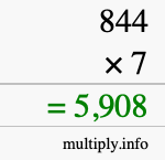 How to calculate 844 times 7 using long multiplication How to calculate 844 times 7 using long multiplication