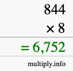 How to calculate 844 times 8 using long multiplication How to calculate 844 times 8 using long multiplication