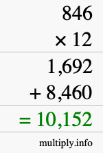 How to calculate 846 times 12 using long multiplication How to calculate 846 times 12 using long multiplication