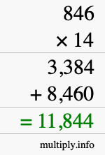 How to calculate 846 times 14 using long multiplication