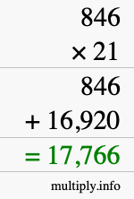 How to calculate 846 times 21 using long multiplication