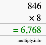 How to calculate 846 times 8 using long multiplication