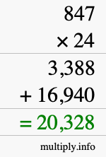 How to calculate 847 times 24 using long multiplication How to calculate 847 times 24 using long multiplication