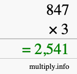 How to calculate 847 times 3 using long multiplication How to calculate 847 times 3 using long multiplication