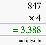 How to calculate 847 times 4 using long multiplication How to calculate 847 times 4 using long multiplication