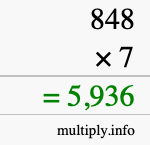 How to calculate 848 times 7 using long multiplication How to calculate 848 times 7 using long multiplication