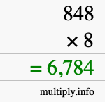 How to calculate 848 times 8 using long multiplication