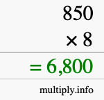 How to calculate 850 times 8 using long multiplication