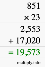 How to calculate 851 times 23 using long multiplication