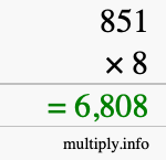 How to calculate 851 times 8 using long multiplication
