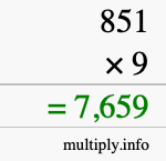 How to calculate 851 times 9 using long multiplication How to calculate 851 times 9 using long multiplication