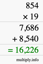 How to calculate 854 times 19 using long multiplication