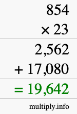 How to calculate 854 times 23 using long multiplication