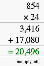 How to calculate 854 times 24 using long multiplication