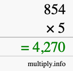 How to calculate 854 times 5 using long multiplication