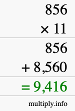 How to calculate 856 times 11 using long multiplication