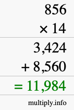 How to calculate 856 times 14 using long multiplication