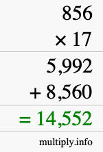 How to calculate 856 times 17 using long multiplication