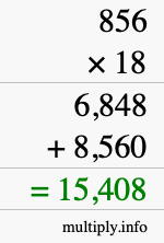 How to calculate 856 times 18 using long multiplication