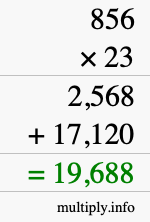 How to calculate 856 times 23 using long multiplication