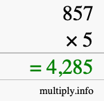 How to calculate 857 times 5 using long multiplication How to calculate 857 times 5 using long multiplication