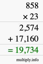 How to calculate 858 times 23 using long multiplication