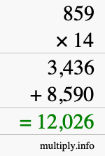 How to calculate 859 times 14 using long multiplication