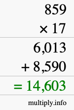 How to calculate 859 times 17 using long multiplication