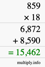 How to calculate 859 times 18 using long multiplication
