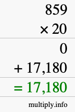 How to calculate 859 times 20 using long multiplication