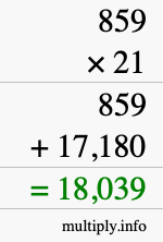 How to calculate 859 times 21 using long multiplication
