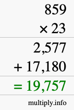 How to calculate 859 times 23 using long multiplication