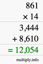 How to calculate 861 times 14 using long multiplication