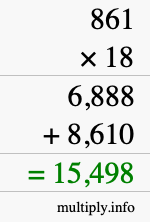 How to calculate 861 times 18 using long multiplication