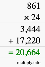 How to calculate 861 times 24 using long multiplication