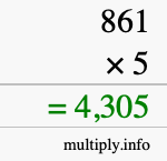 How to calculate 861 times 5 using long multiplication