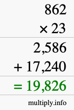 How to calculate 862 times 23 using long multiplication