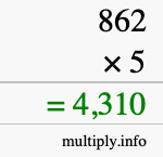 How to calculate 862 times 5 using long multiplication How to calculate 862 times 5 using long multiplication
